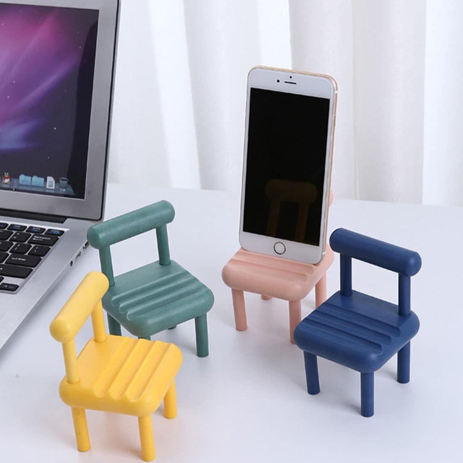 Mini Chair Phone Stand – Portable Wooden Desktop Holder | PHOBIA
