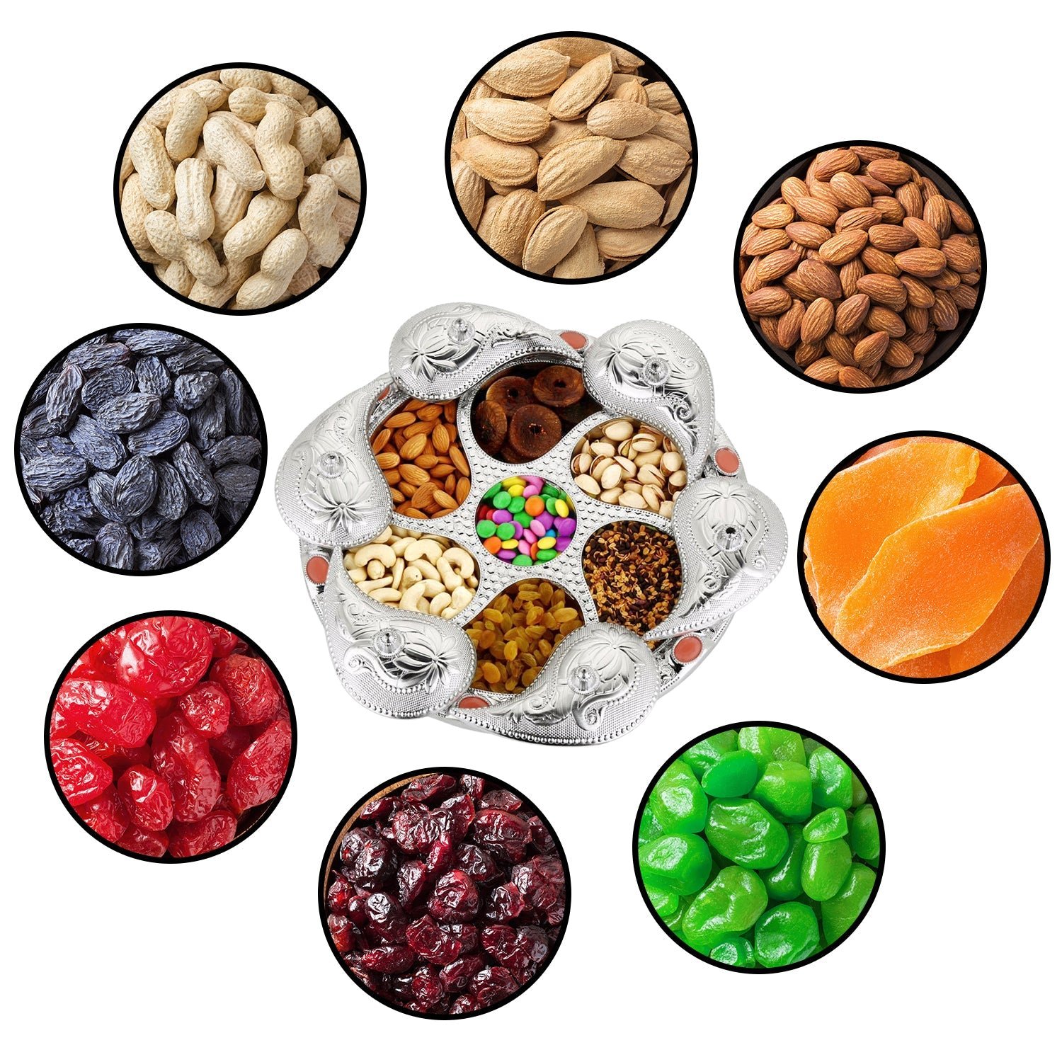 6_48e14da2-fd27-47f9-b144-fd296f2d16cd Rotating Dry Fruit Tray – 7-Compartment Snack Server | Lunchie Bunchie