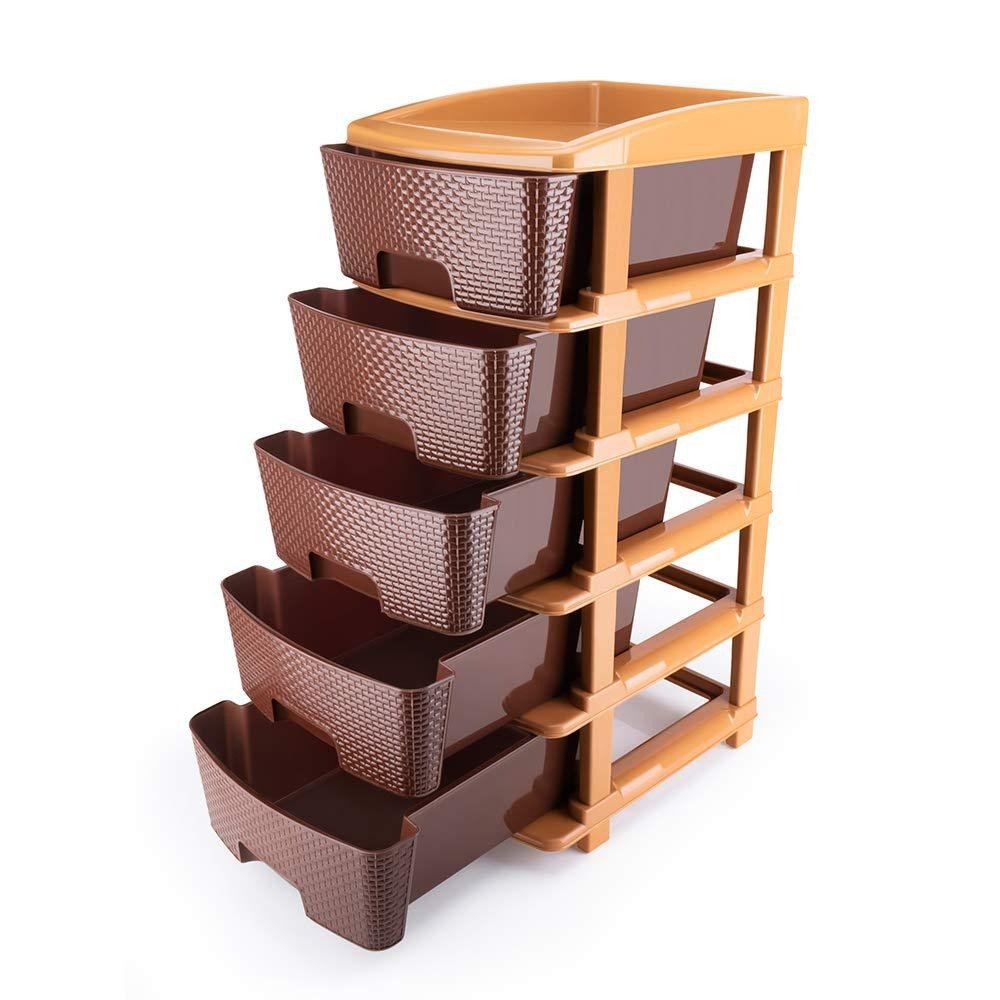 Plastic Modular Drawer – 5-Tier Brown Storage | Organivo