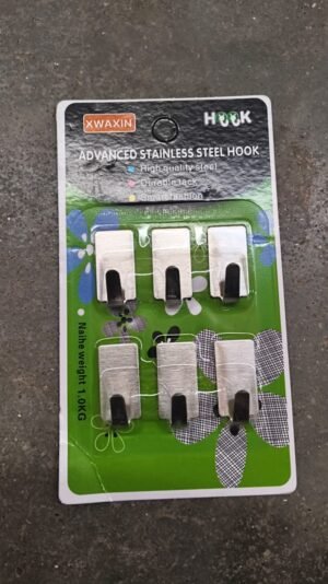 Self Adhesive Wall Hooks – Strong Hold, No Drilling, 6 Pc Set