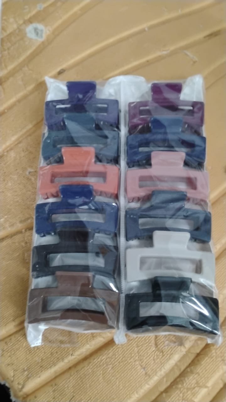 Matte Rectangle Hair Claw Clip – Strong Hold & Assorted Colors Pack