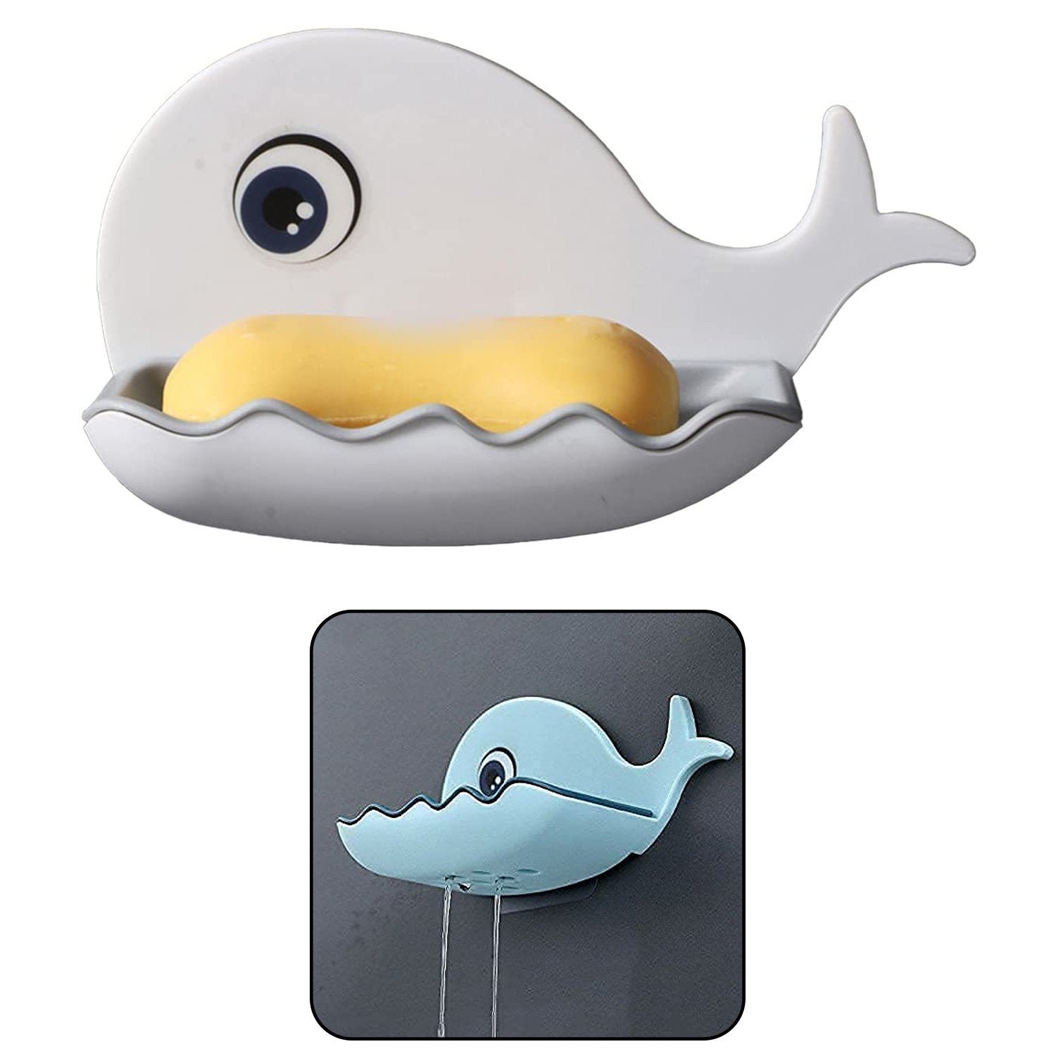 Fish Shape Soap Dish – Wall Mounted, Drainage | VelvetBubbles (Pack of 2)