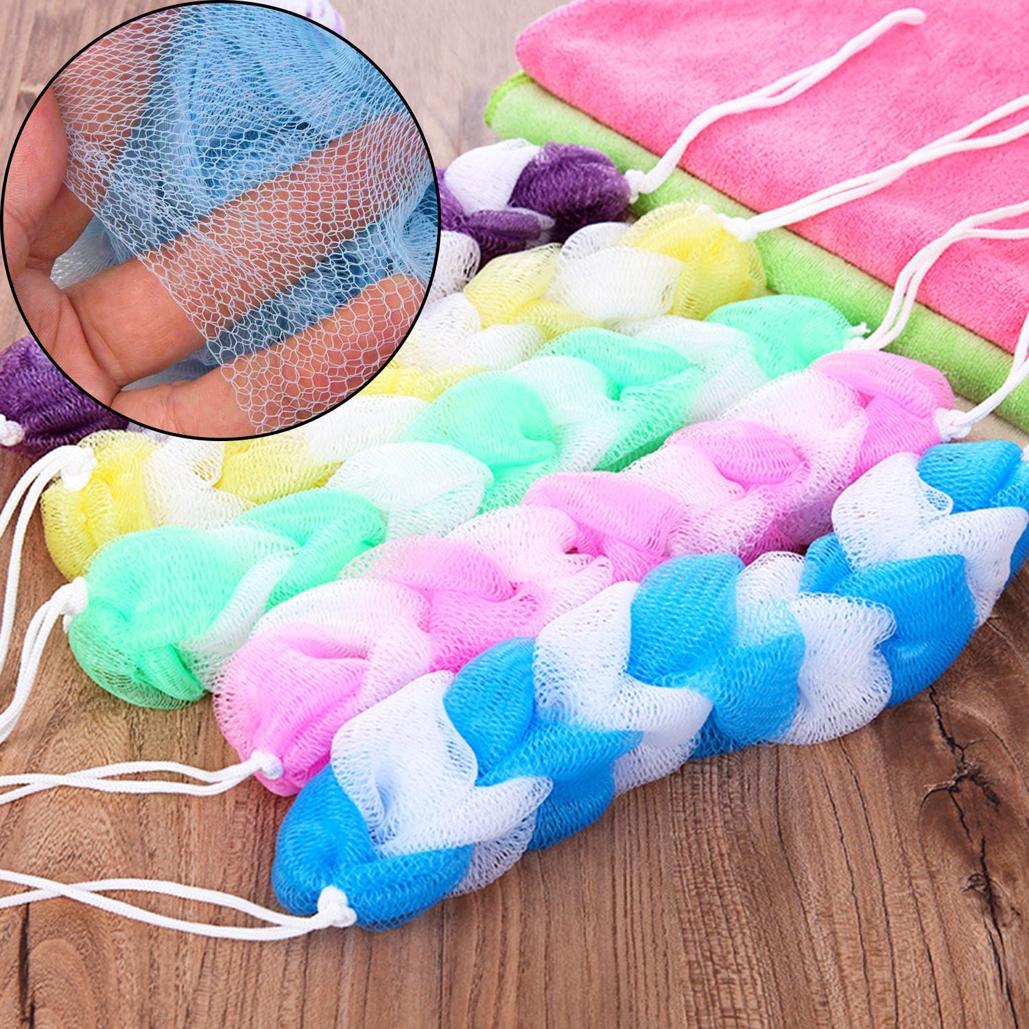 Hanging Loofah Sponge – Soft Body Scrubber (Pack of 6) | VelvaBloom