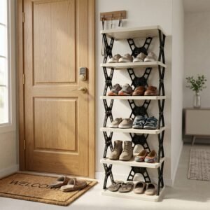 Multipurpose Foldable 6 Layer Storage Rack – Space-Saving Home Organizer