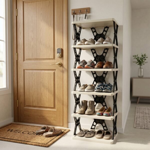 Multipurpose Foldable 6 Layer Storage Rack – Space-Saving Home Organizer