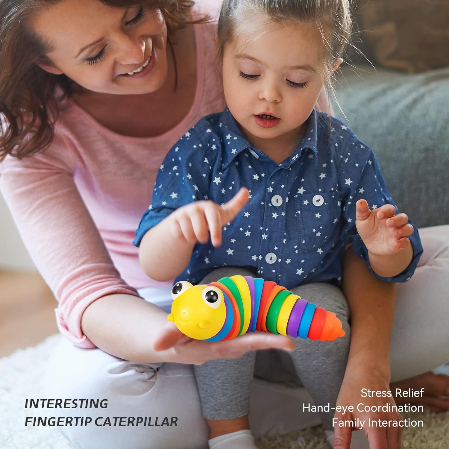 Rainbow Slug Fidget Toy – Stress Relief & Sensory Play | Little Learners