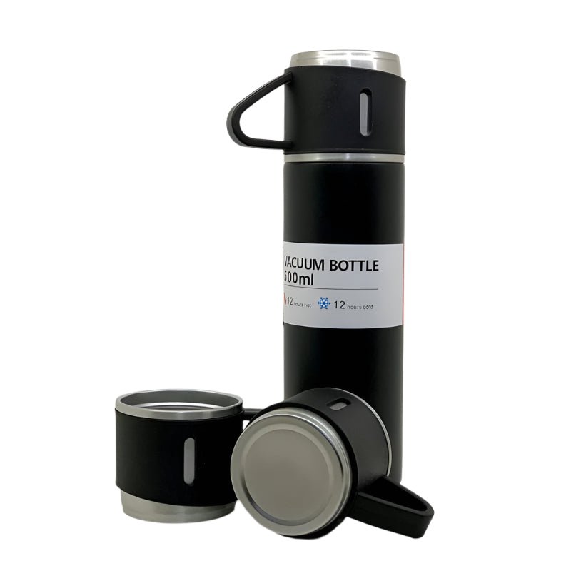 Stainless Steel Vacuum Flask Set with 3 Cups – 500ml | Biz Sip