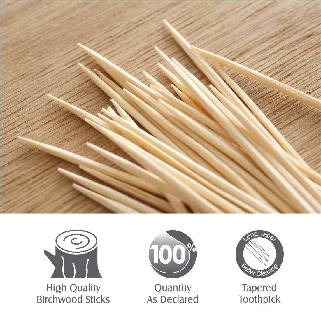 Wooden Toothpicks – Hygienic Dispenser Box, 250 Sticks |