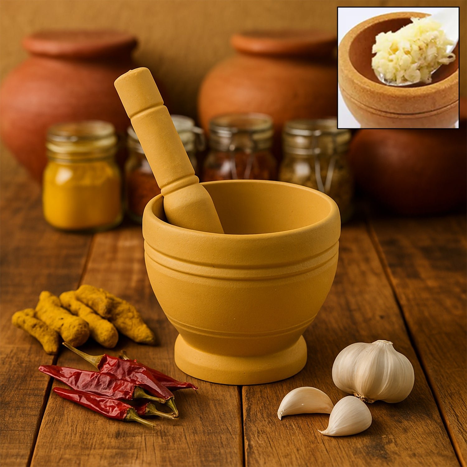 Mortar and Pestle Set – Traditional Spice Grinder | CookAura