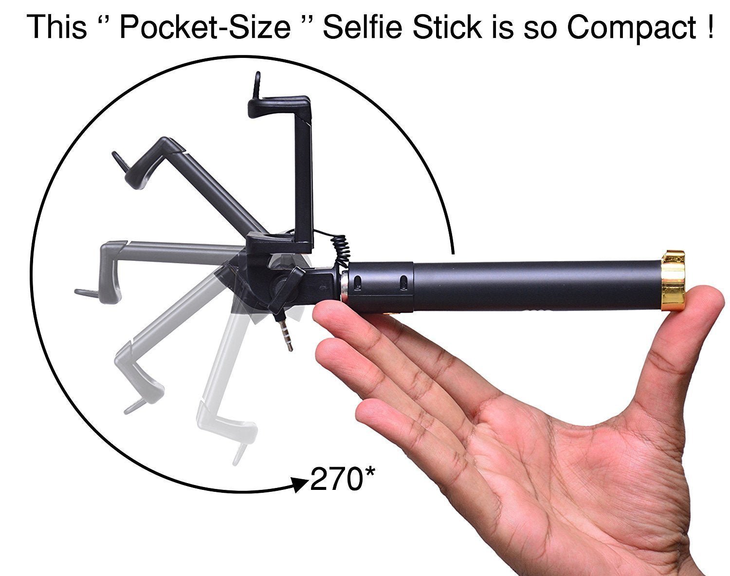 Selfie Stick with Aux Wire – Universal Phone Holder |