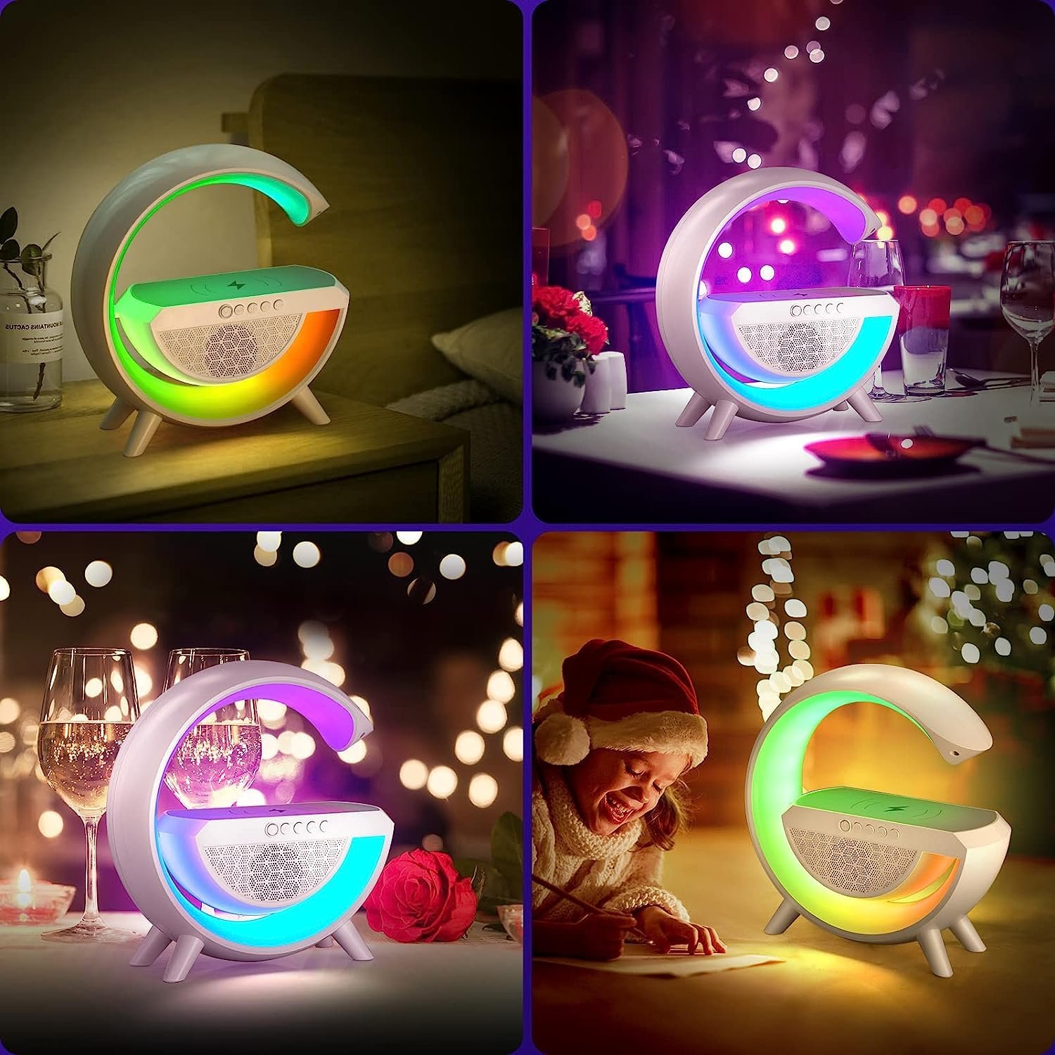 LED Night Lamp with Bluetooth Speaker – Wireless Charging | Indo Glow