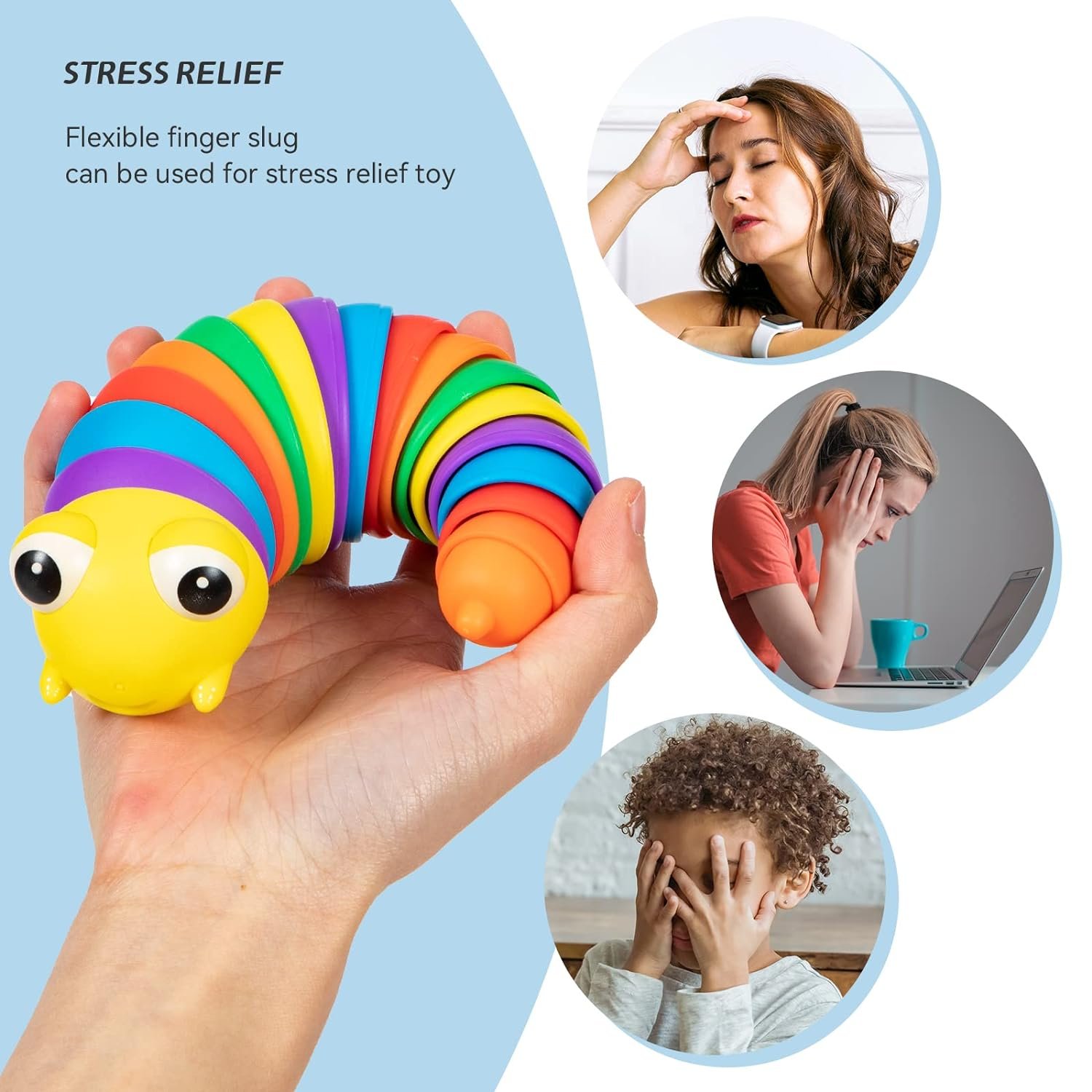 Rainbow Slug Fidget Toy – Stress Relief & Sensory Play | Little Learners