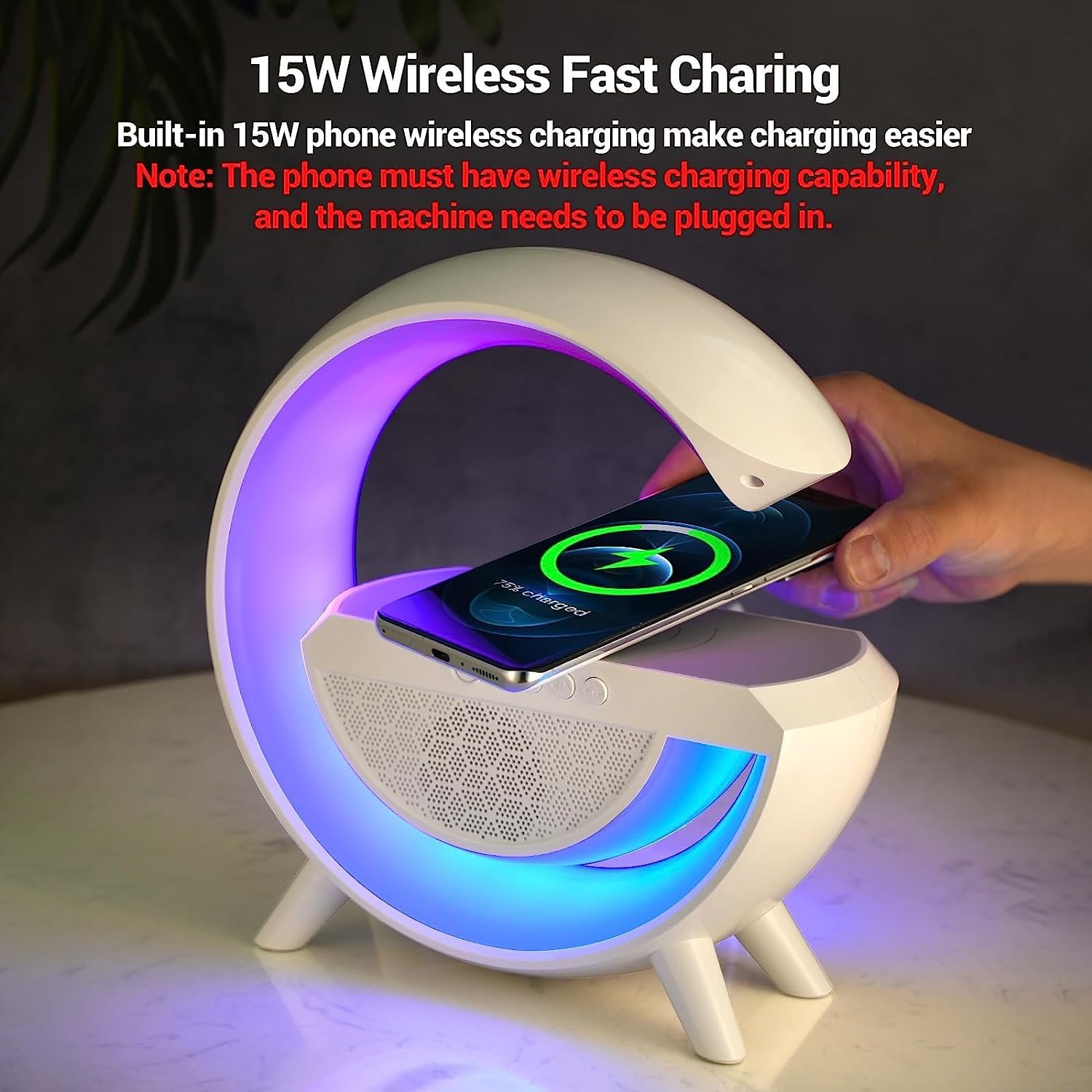 LED Night Lamp with Bluetooth Speaker – Wireless Charging | Indo Glow