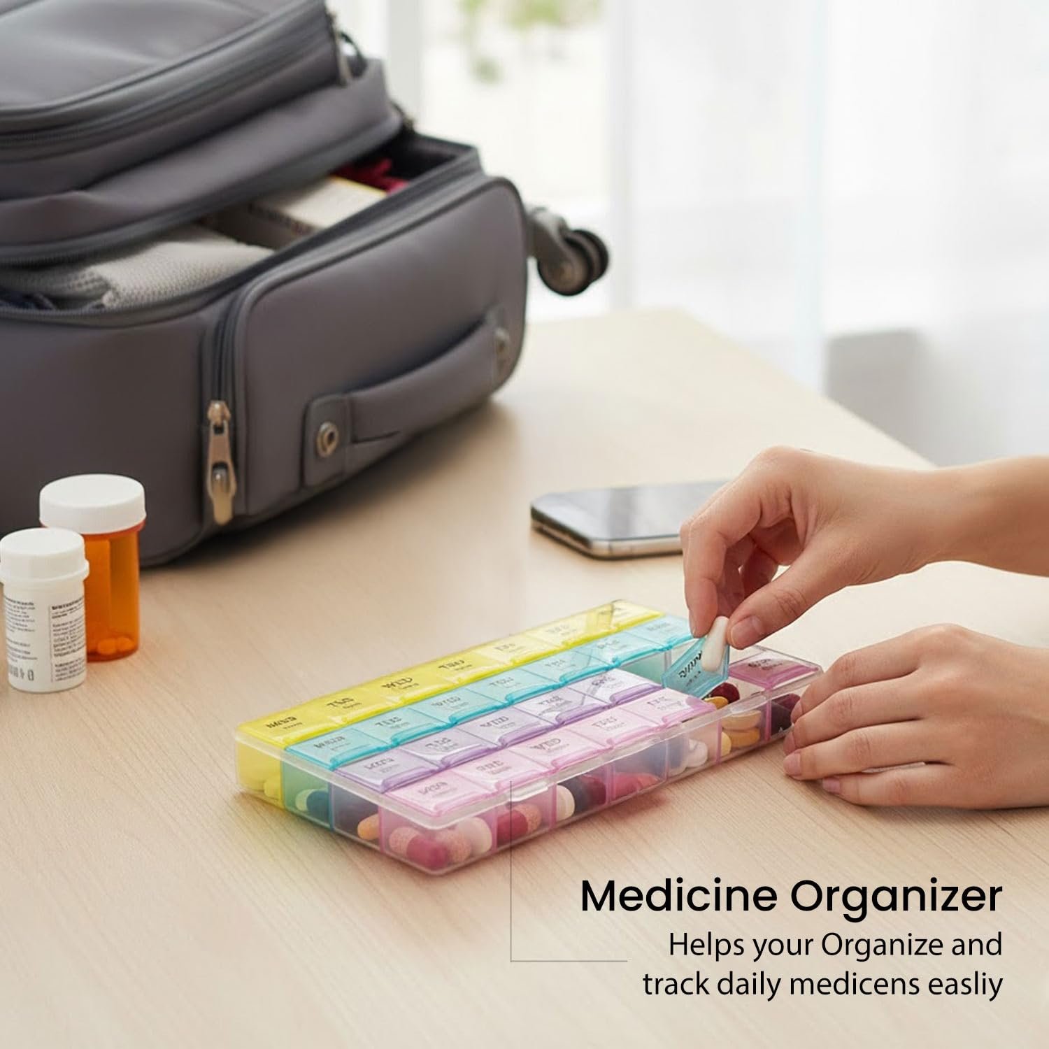 Weekly Pill Organizer – 28-Slot Portable Medicine Box | Organivo