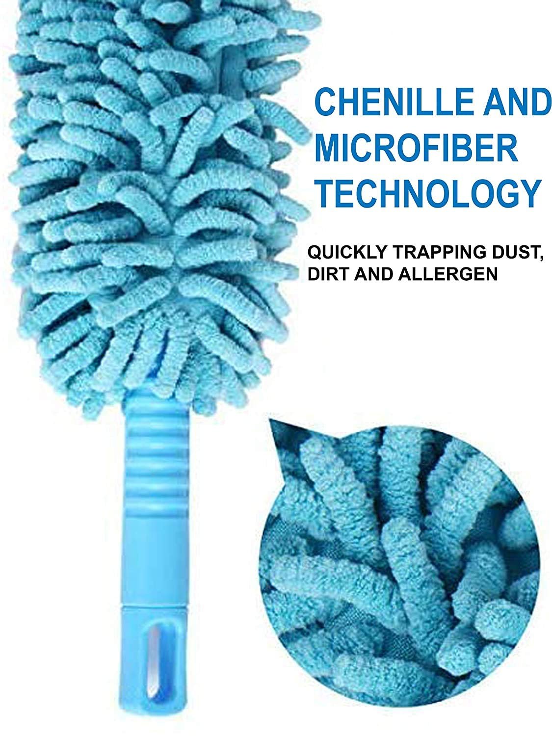 Microfiber Fan Duster – Flexible, Extendable for Easy Cleaning | Velvet Wipe