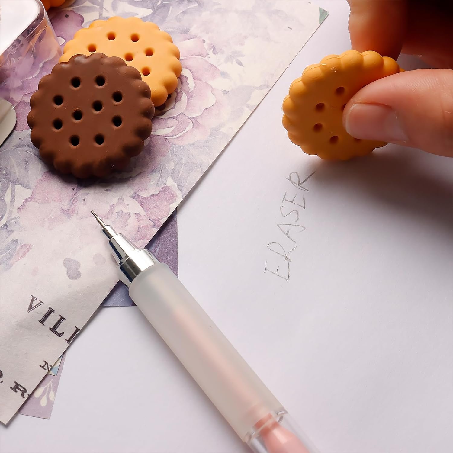 Biscuit Erasers – Fun Kids Stationery Set (6 Pcs) | Writezo