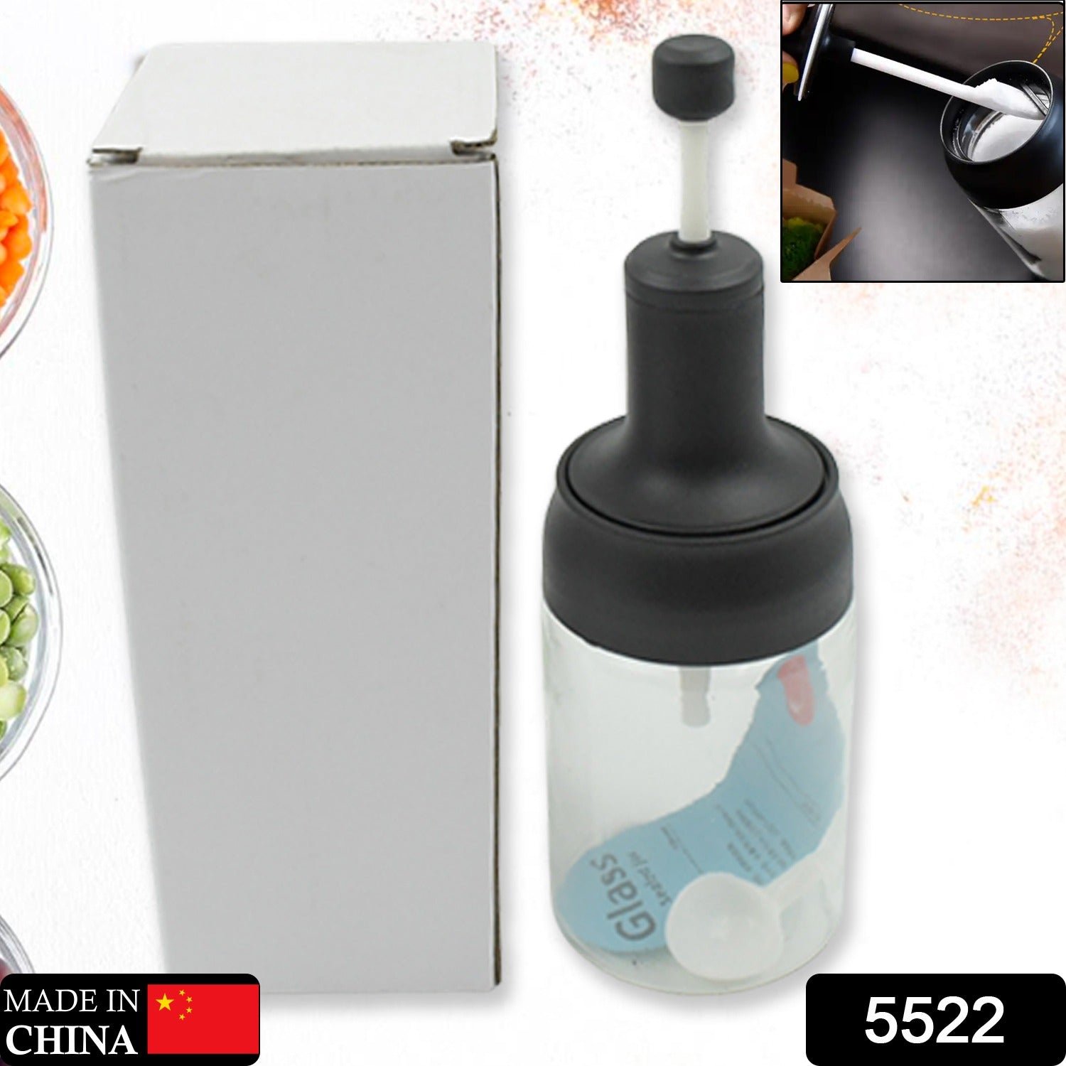 Heat-Resistant Glass Seasoning Jar – Spoon & Lid | Indo Glow