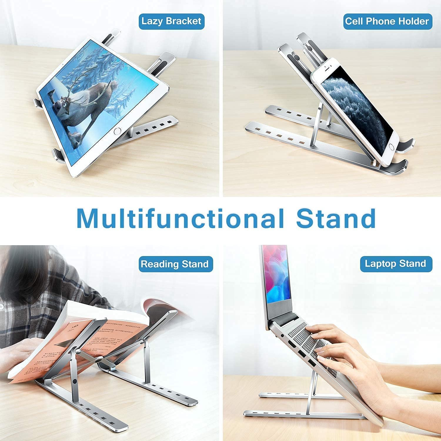 Portable Laptop Stand – 6-Angle Metal Riser for Desk | Wiregenix