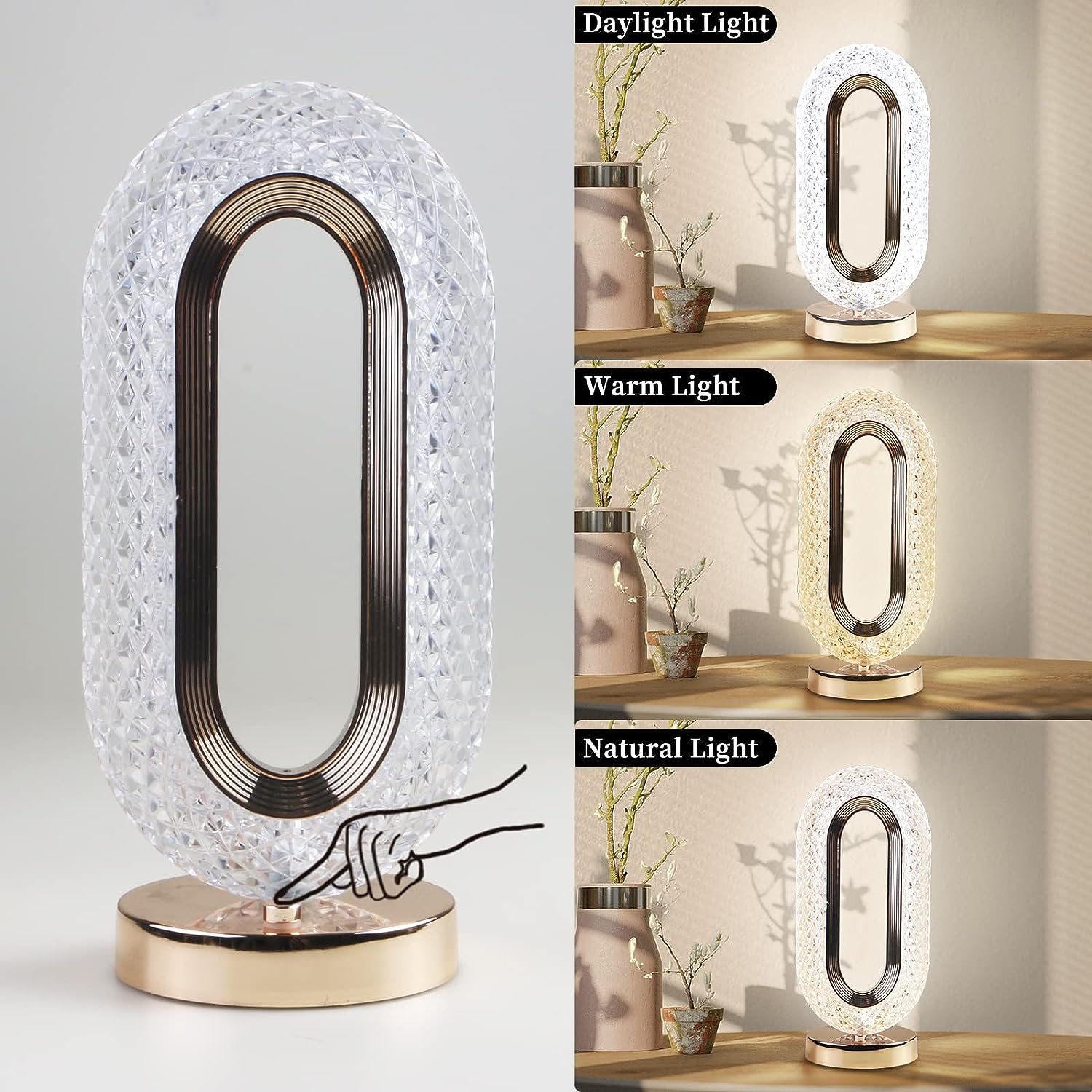 Crystal Table Lamp – 3-Way Dimmable Touch Control | Styleva