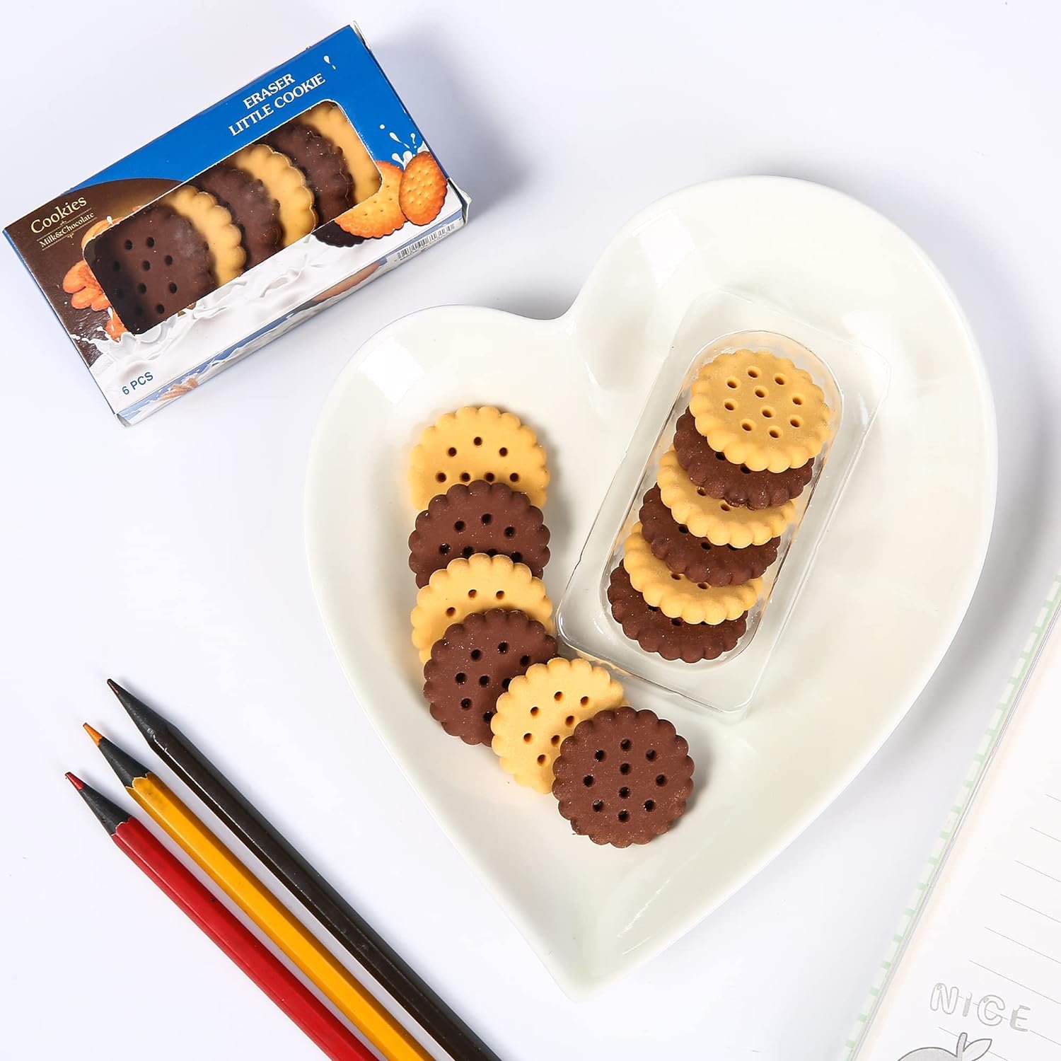 Biscuit Erasers – Fun Kids Stationery Set (6 Pcs) | Writezo