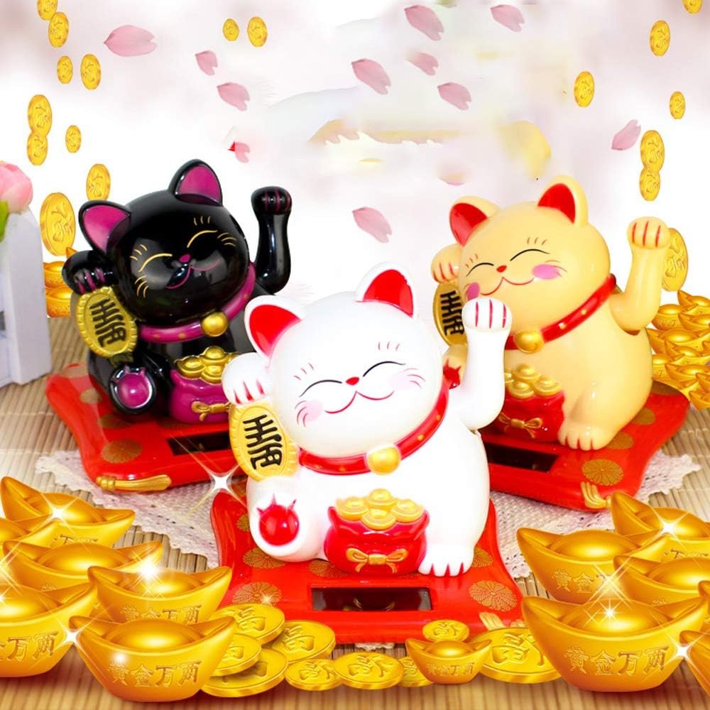 71klfIcBsEL._AC_SL1000 Waving Lucky Cat Statue – Solar Powered Wealth Decor | Styleva