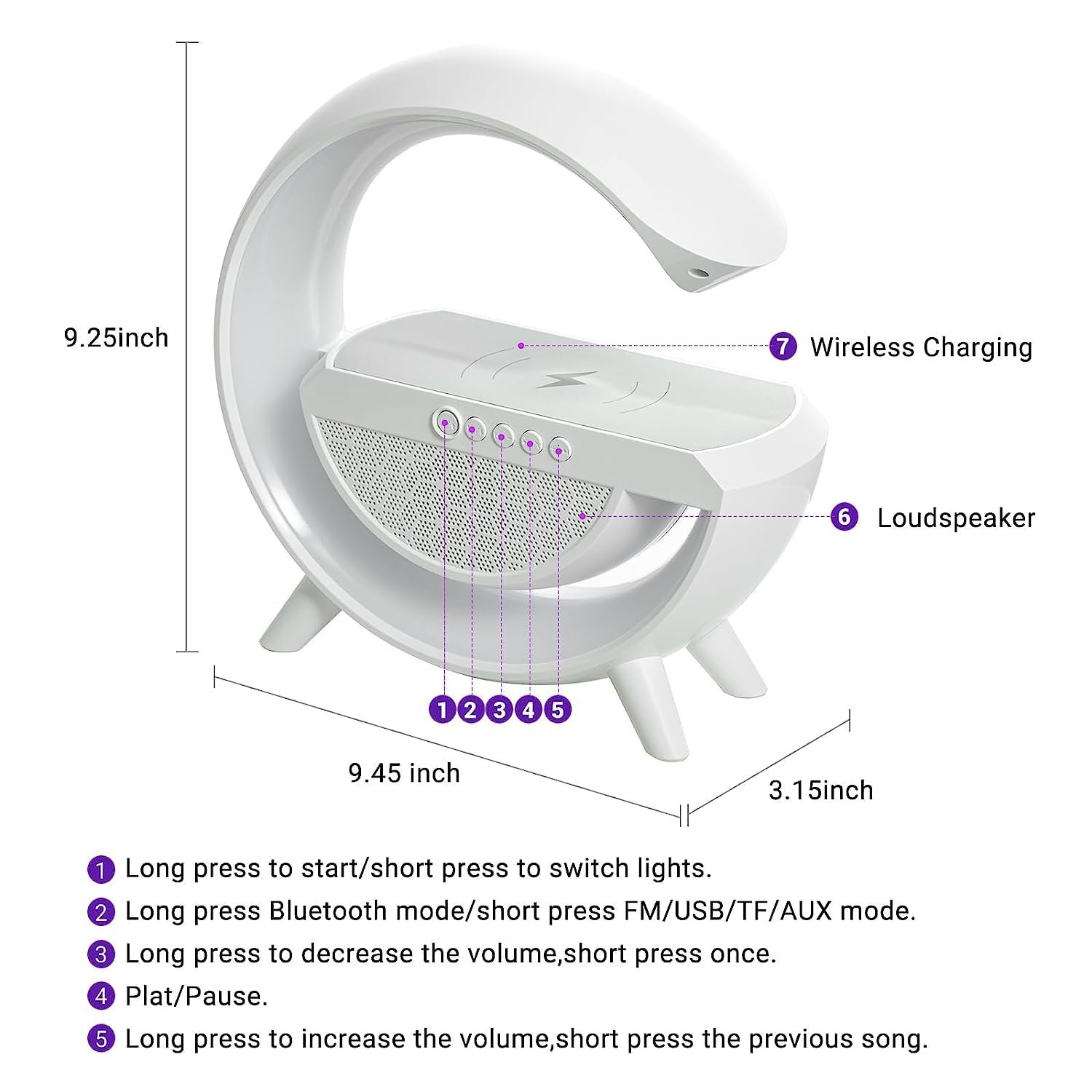 LED Night Lamp with Bluetooth Speaker – Wireless Charging | Indo Glow