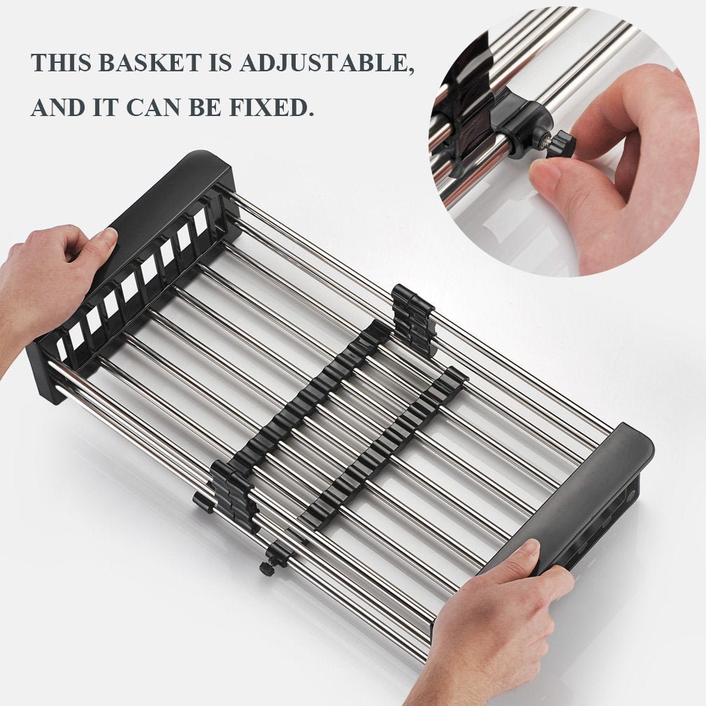 Expandable Dish Drainer – Stainless Steel Over Sink Rack | CookAura