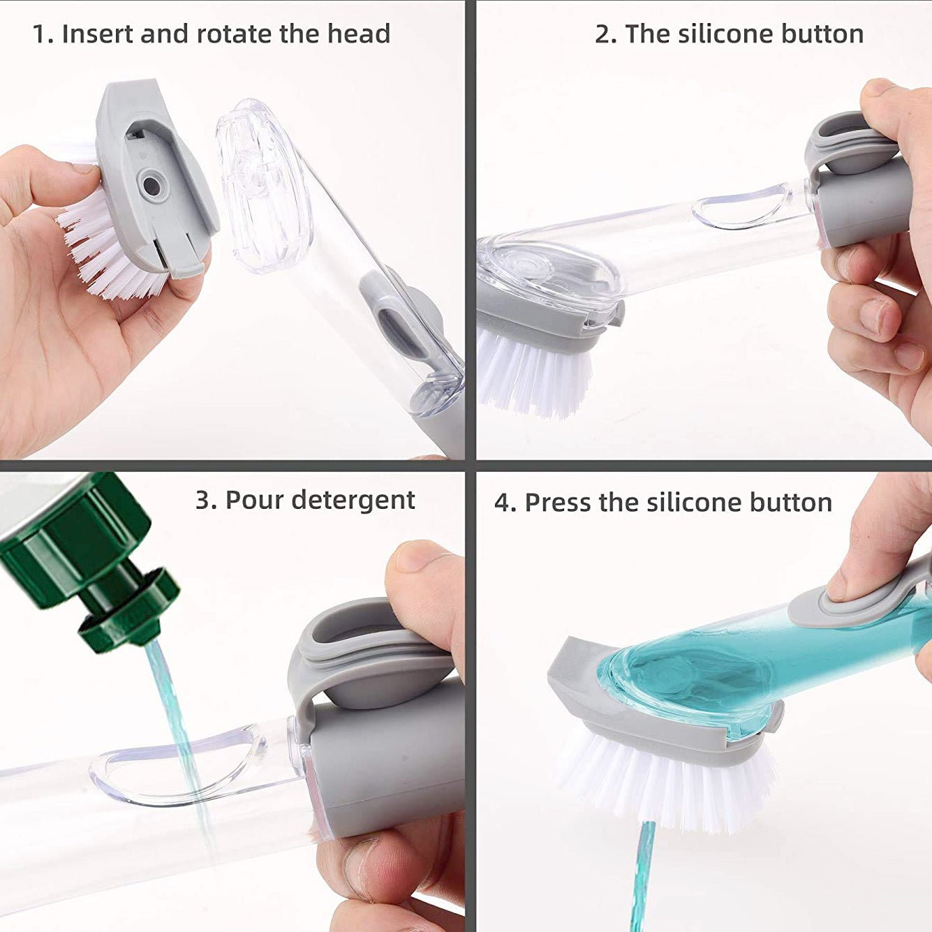 Liquid Dispenser Dish Brush – Built-in Scraper & Soap | SparkleTidy