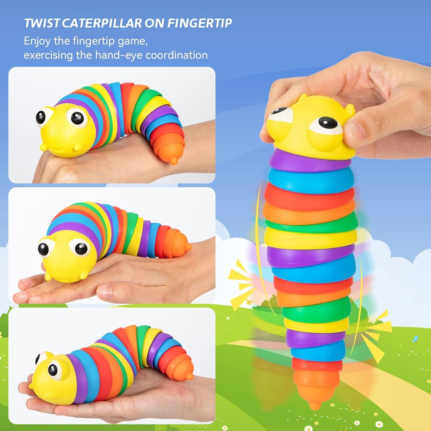 Rainbow Slug Fidget Toy – Stress Relief & Sensory Play | Little Learners