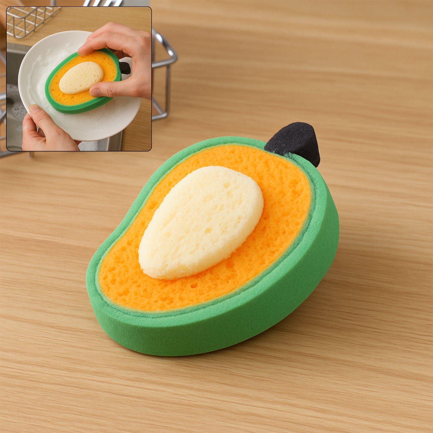 Mango Dish Sponge – Soft, Durable & Multipurpose Cleaner | VelvetBubbles