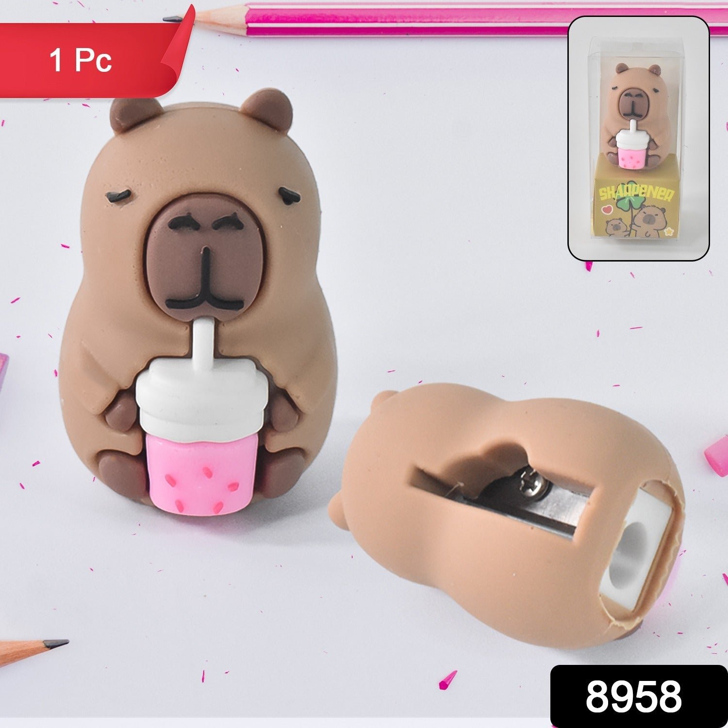 Cartoon Pencil Sharpener with Built-In Eraser – Fun & Practical