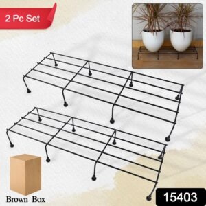 Metal Rectangle Flower Plant Stand – Durable 2 Pc Set | Giftoiza