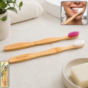 77cf8aa6-f3bd-4369-953e-73154205a77f.jpg Women Bamboo Toothbrush Set Soft Bristles Eco Friendly Biodegradable (2 Pc)