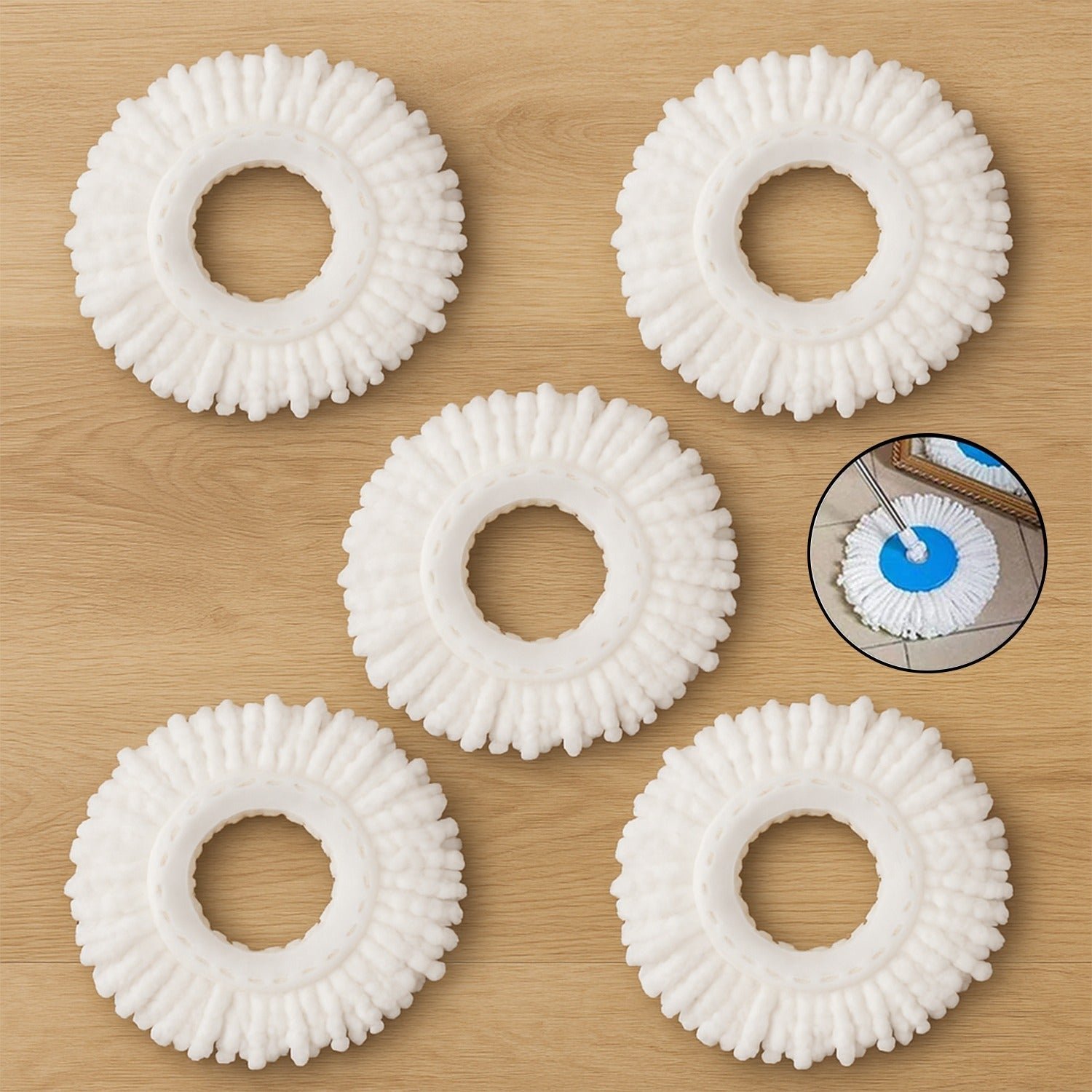 Microfiber Spin Mop Refill Head – 360° Rotating 5 Pack for Efficient Cleaning