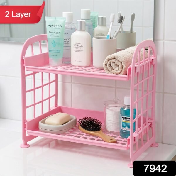 Small Plastic Storage Rack – Space-Saving 2-Tier Organizer
