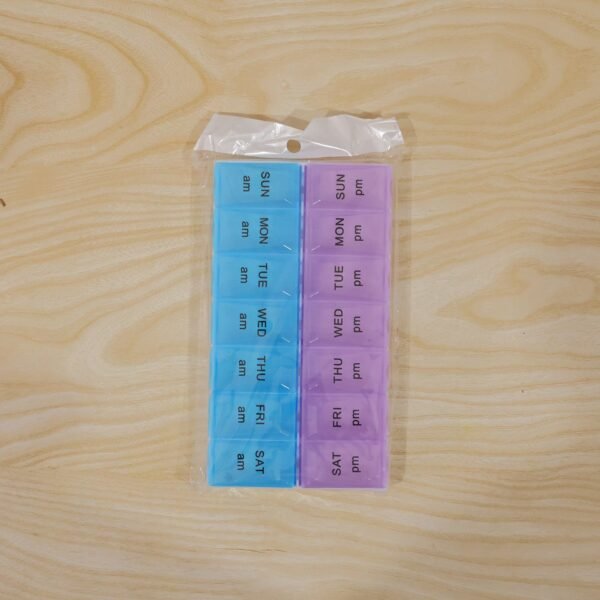 14 Grid AM PM Weekly Pill Box Organizer for Morning and Evening Dose (1 Pc)