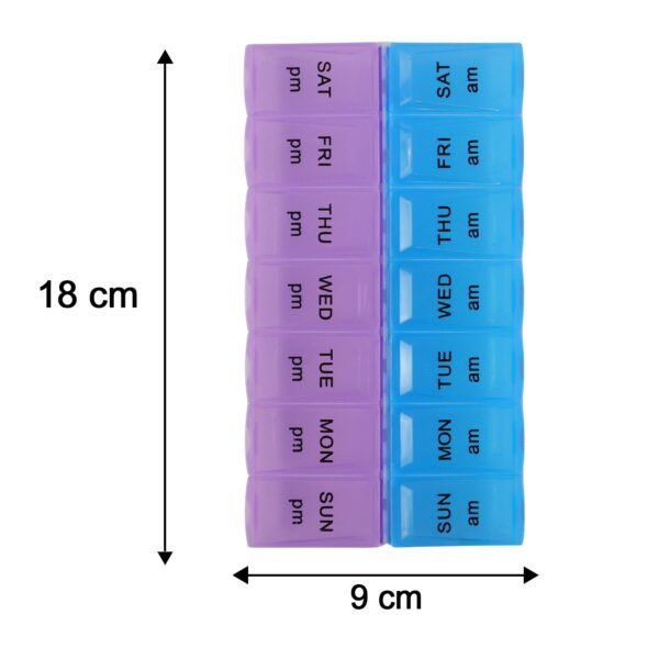 14 Grid AM PM Weekly Pill Box Organizer for Morning and Evening Dose (1 Pc)
