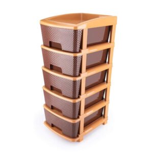 Plastic Modular Drawer – 5-Tier Brown Storage | Organivo