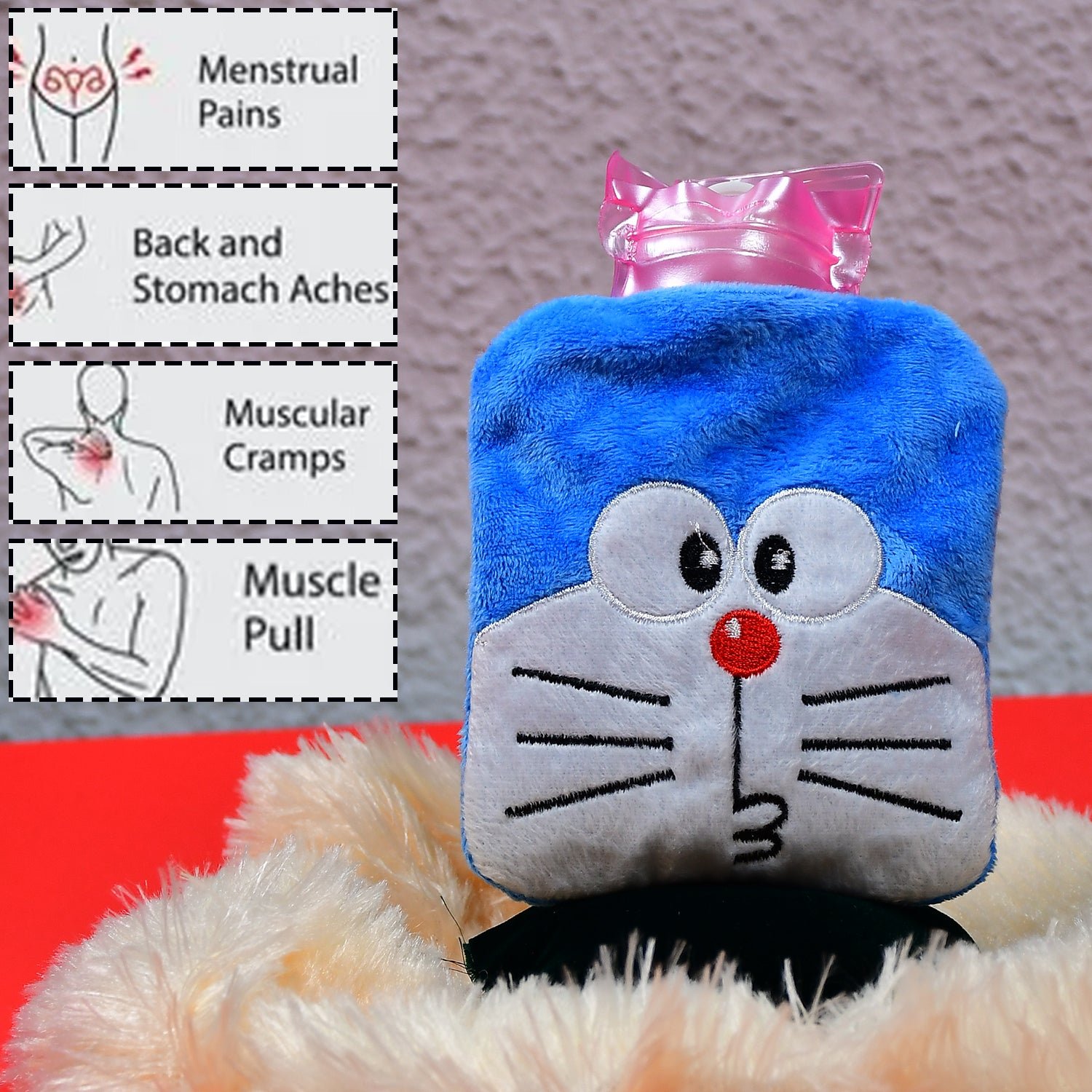 Doremon Hot Water Bag – Soft Cover for Pain Relief | Velvet Wellness