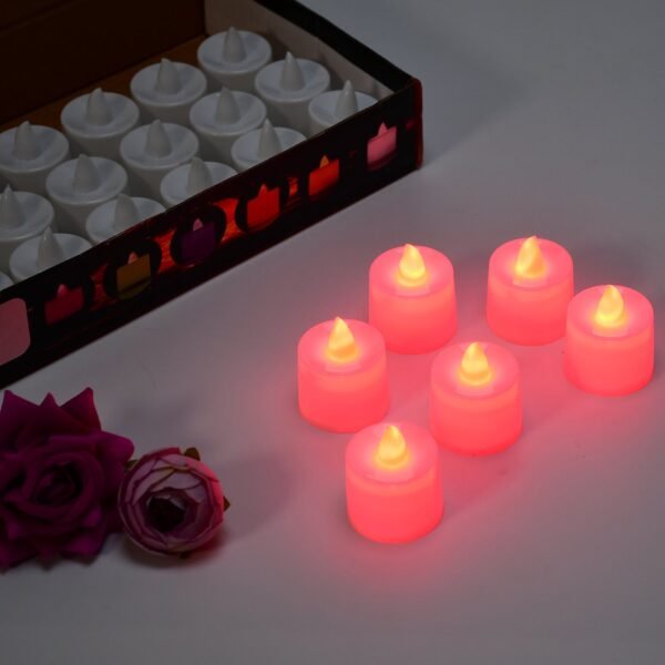 Red LED Flameless Tealight Candles – Safe & Smokeless Ambiance