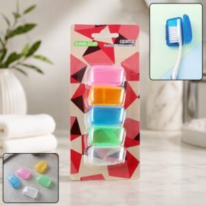 7c5e7aed-584d-4f89-8e29-8cf2211da689 Toothbrush Head Cover Caps Set Travel Protective Hygiene Case (5 Pc Set)