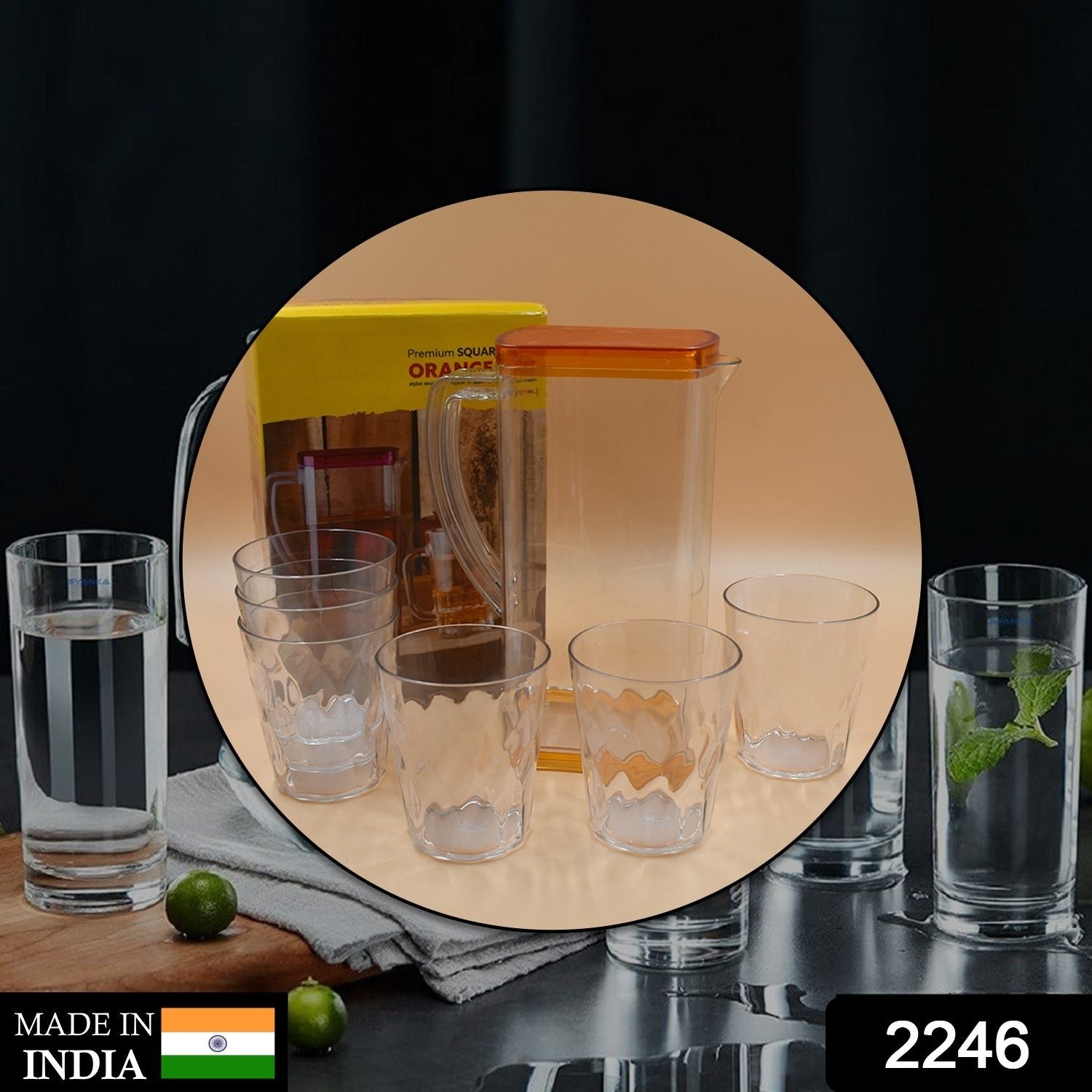 Plastic Water Jug Set 2L with 6 Glasses – BPA-Free | hydrozilla