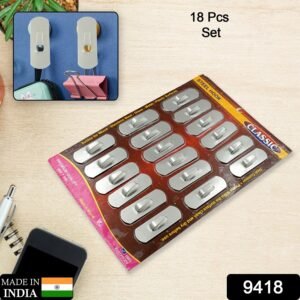 Stainless Steel Wall Hooks – 18 Pc Self-Adhesive Set | GlimmerHome