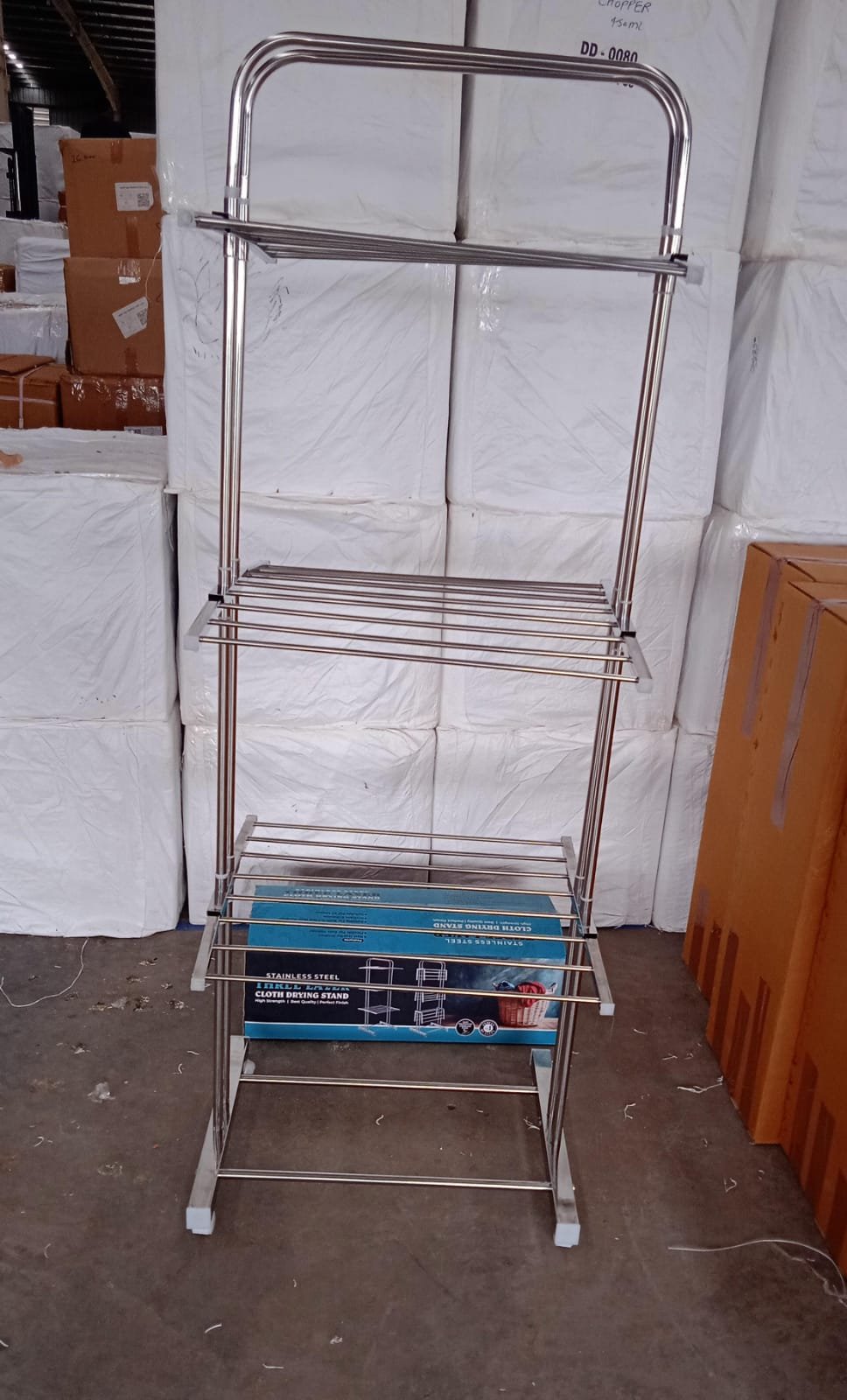 Stainless Steel Clothes Drying Stand – Foldable 3-Layer Rack with Wheels