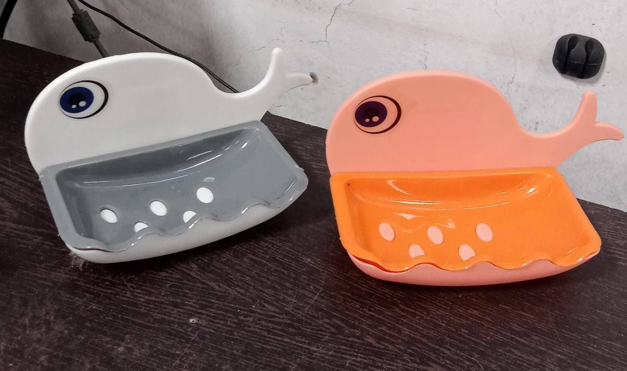 Wall Mounted Soap Holder – Fish Shape Double Layer Adhesive | VelvetBubbles