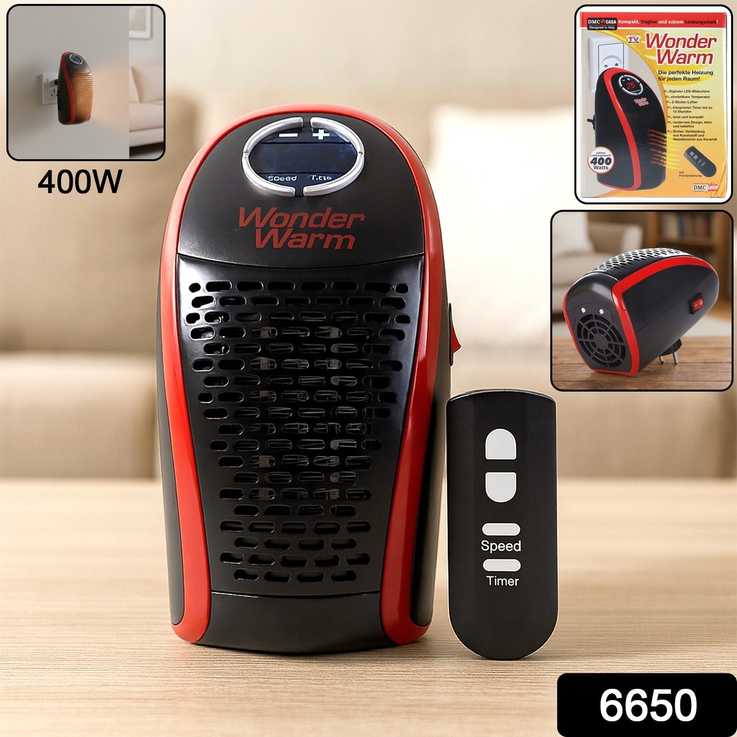 400W Wall Plug Room Heater – Compact Heating with Remote Control