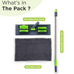 Microfiber Flat Mop – Wet & Dry, 360° Rotating Head | Ganesh