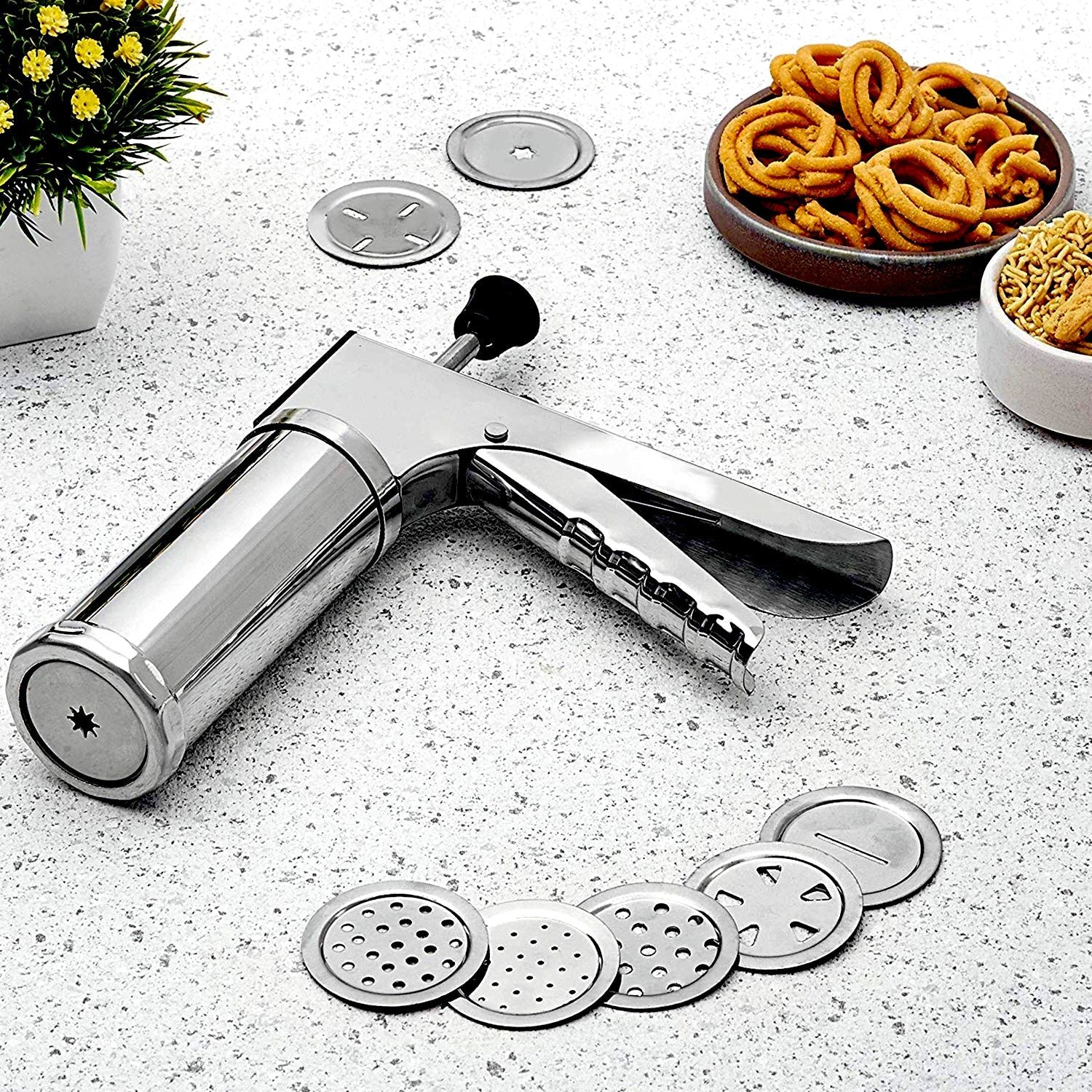 Kitchen Press – 15-in-1 Stainless Steel Sev Maker | RaceCore