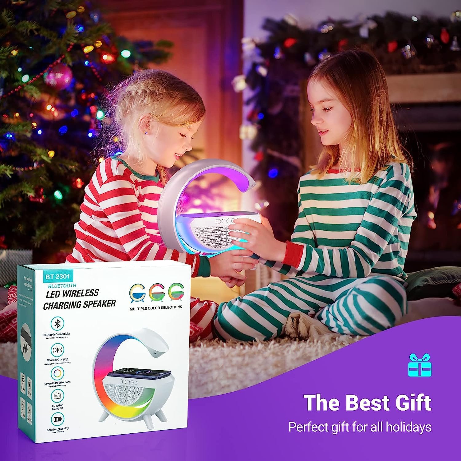LED Night Lamp with Bluetooth Speaker – Wireless Charging | Indo Glow