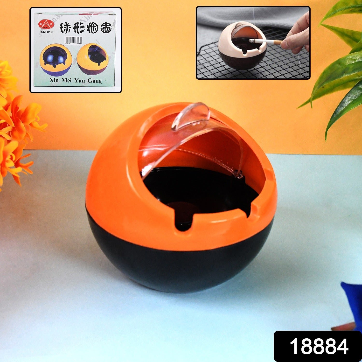 Ball Ashtray with Lid – Windproof Portable PP Plastic Ashtray